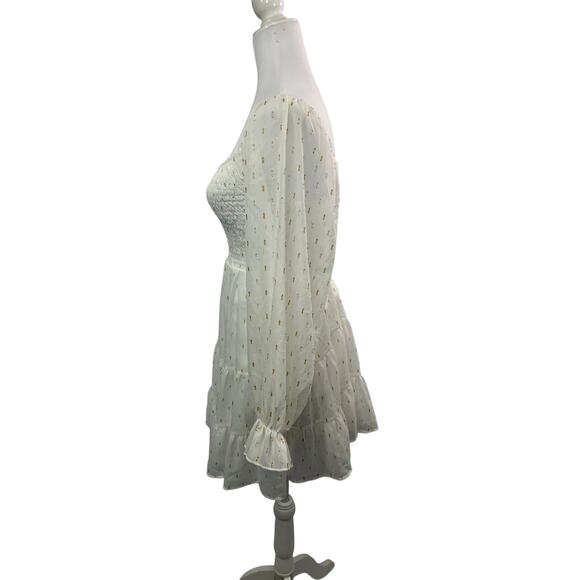 Altar'd State Women's White with
Gold and Silver Clip Chiffon Dress - Picture 3 of 8